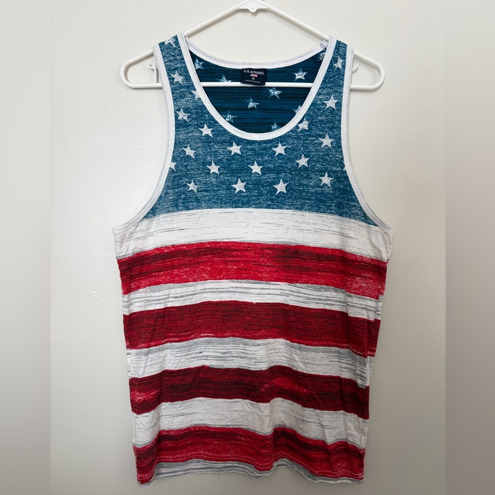 100% Cotton Patriotic Distressed Stars and Stripes American Flag Tank Top